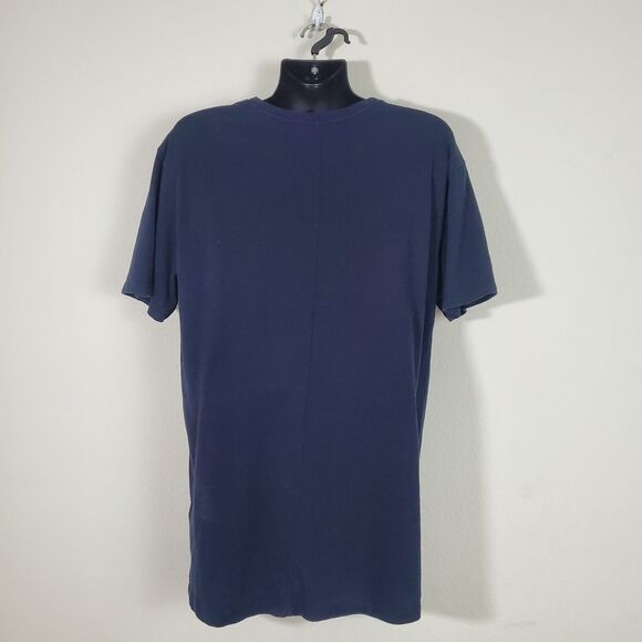 True Religion Men's Tee Large Navy Blue Embroidered Horseshoe Logo Crewneck Long - Picture 7 of 10